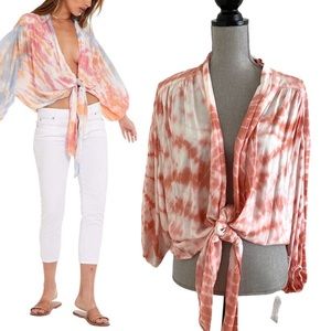 YOUNG FABULOUS & BROKE Carmen Tie-Dye Top NWT S
